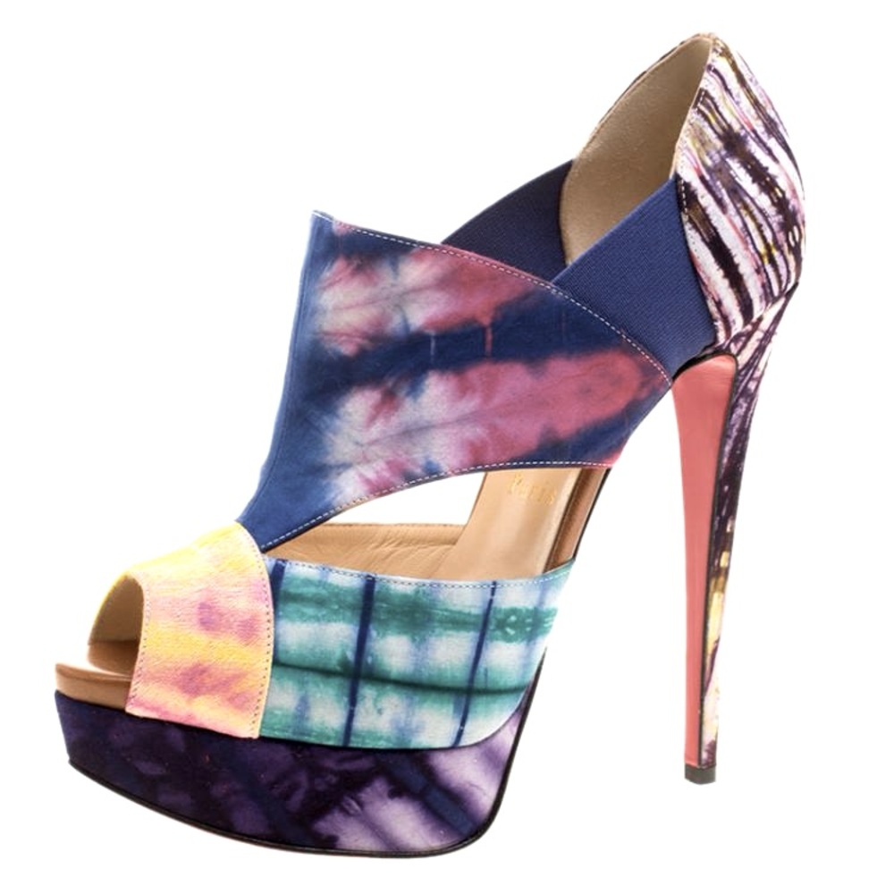 Christian Louboutin Pitou Multi-coloured Cutout Platform Pumps Size 36 - Picture 5 of 6
